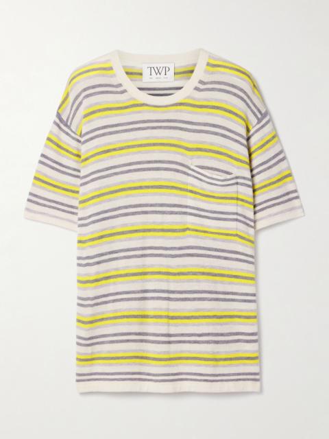 TWP Beach Stripe Big Boy striped cashmere T-shirt Yellow