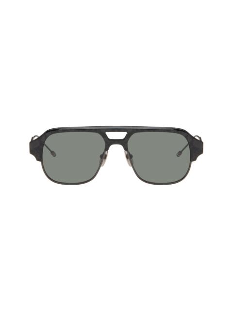 Thom Browne Black Acetate & Titanium Aviator Pilot Sunglasses
