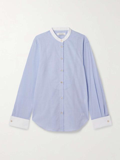 WALES BONNER River poplin-trimmed embroidered cotton-chambray shirt