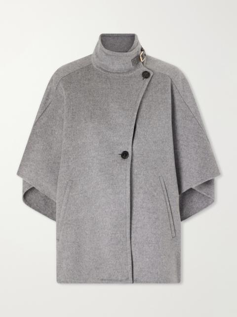 Max Mara Buckled Leather-trimmed Cashmere Cape