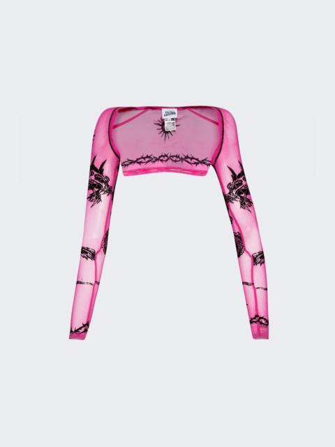 Jean Paul Gaultier Velvet Flock Long Sleeve Shawl Pink
