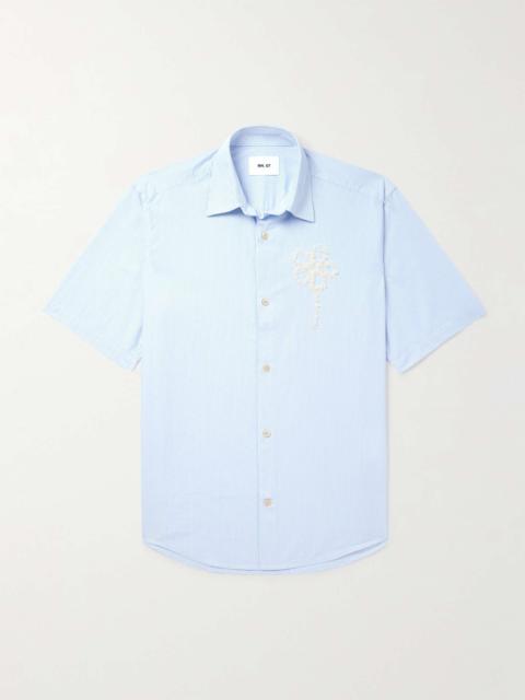 Freddy 5973 Embroidered Striped Cotton-Poplin Shirt