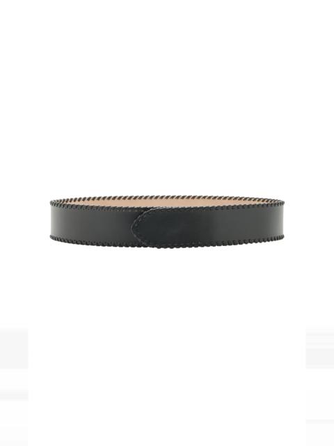 KHAITE Theo Whipstitch Leather Belt black