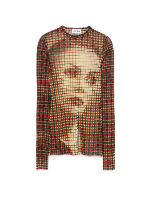 graphic-print tartan top