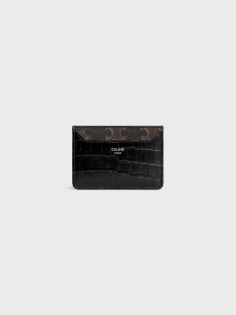 CELINE CARD HOLDER IN TRIOMPHE CANVAS AND CROCODILE EMBOSSED CALFSKIN
