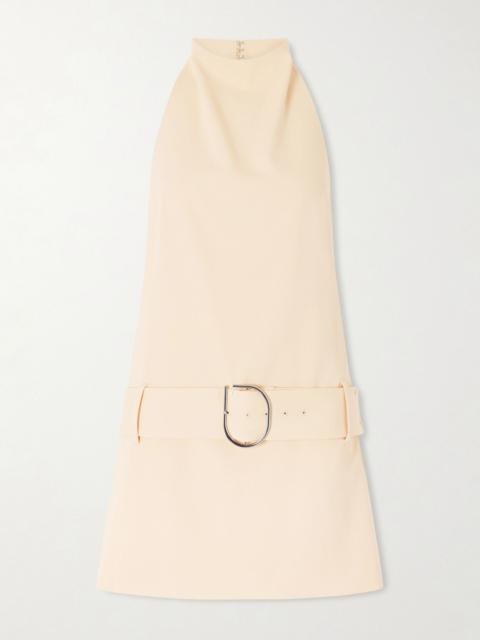 SIR. Sabina belted draped woven halterneck mini dress Pastel yellow