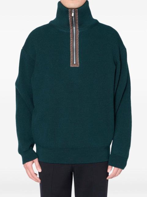 Kolor half-zip ribbed-knit sweater