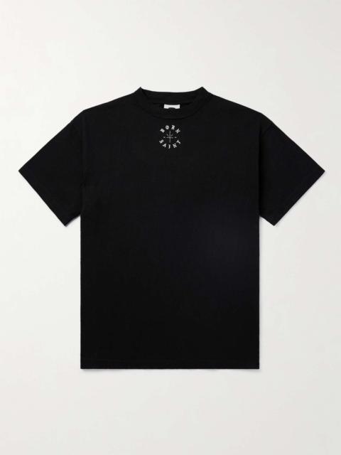 SAINT M×××××× + Born X Raised Logo-Print Embroidered Cotton-Jersey T-Shirt
