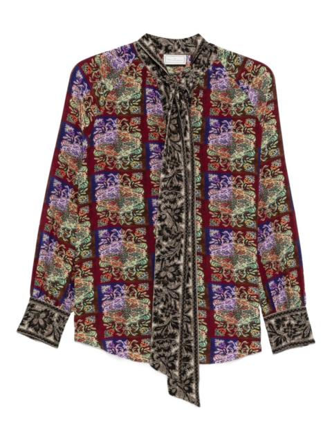 Pierre-Louis Mascia patterned tie-neck shirt