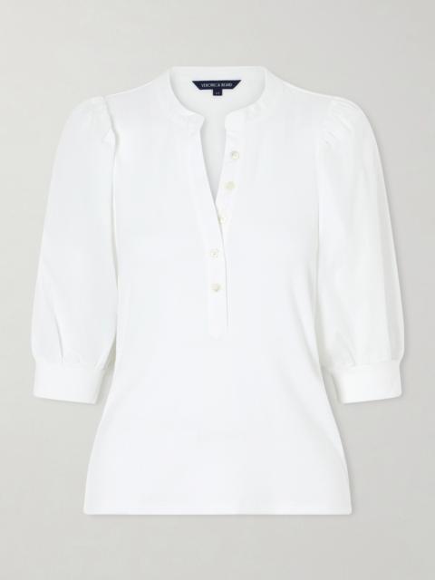 VERONICA BEARD Coralee Poplin And Ribbed Stretch-pima Cotton-jersey Top