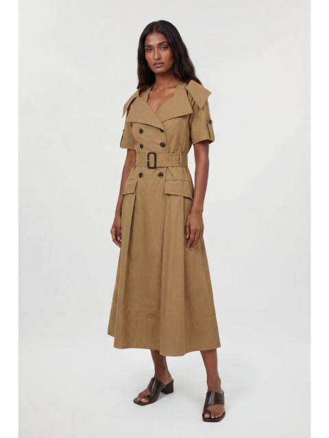 KAREN MILLEN Tailored Cotton Trench Belted Full Skirted Midi Dress
