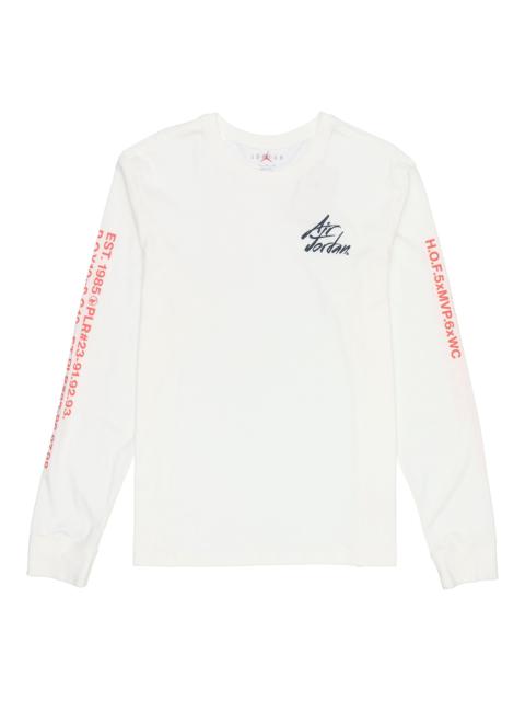 Jordan Air Jordan Embroidered Alphabet Printing Casual Sports Round Neck Long Sleeves White DC6647-100