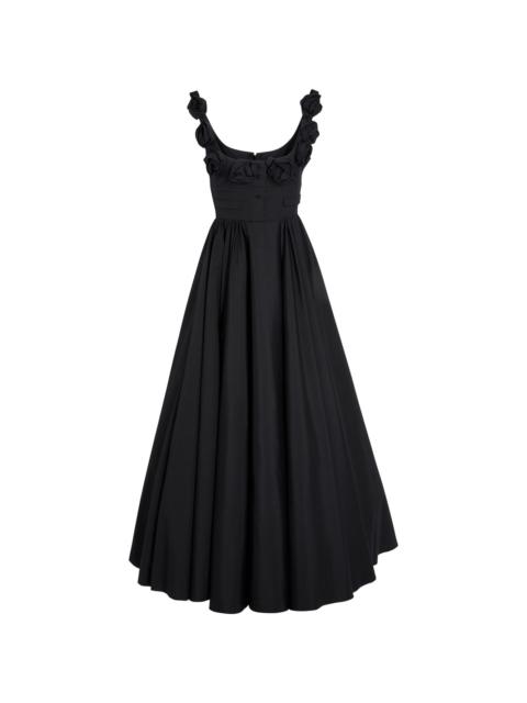 floral-appliqué dress