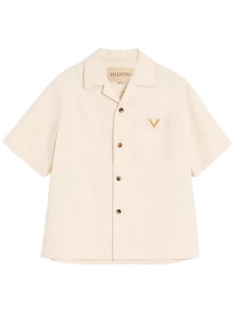 Valentino VALENTINO BOWLING SHIRT IN DENIM WITH VGOLD