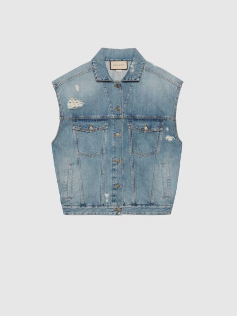 GUCCI Gucci 100 sleeveless denim jacket