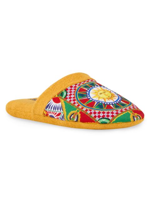 Dolce & Gabbana Men's Carretto Siciliano Terry Slippers - Yellow