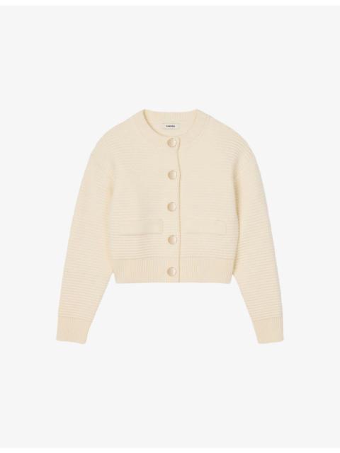 Sandro Button-Down Long-Sleeve Textured Knitted Cardigan
