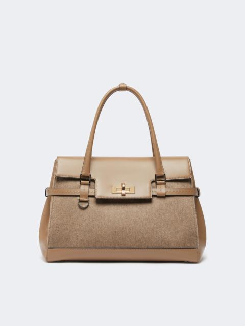 Max Mara MARGAUX25WS Cashmere and leather handbag - BROWN