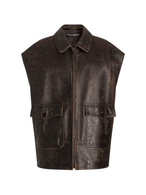 Dolce & Gabbana bull-leather vest