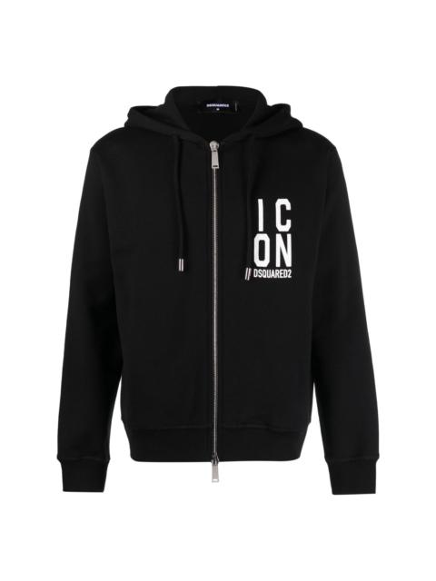 logo-print zipped hoodie