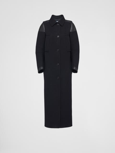 Prada Single-breasted cloth and leather coat