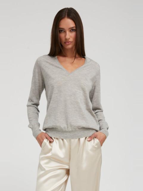 SPRWMN OXFORD CASHMERE V-NECK SWEATER