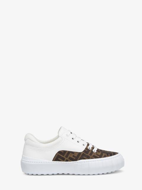 Brown fabric low-tops
