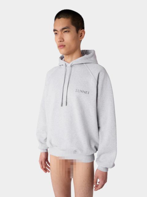 SMALL LOGO EMBROIDERED HOODIE / grey melange