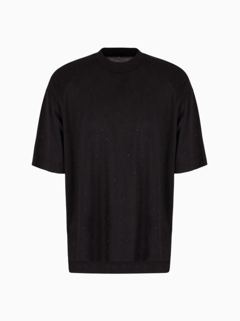 EMPORIO ARMANI ASV Clubwear oversize T-shirt in Lyocell-blend jersey with rhinestones