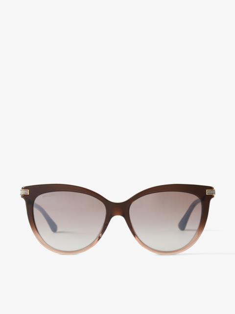 JIMMY CHOO Axelle
Brown to Beige Gradient Acetate and Metal Cat Eye Sunglasses