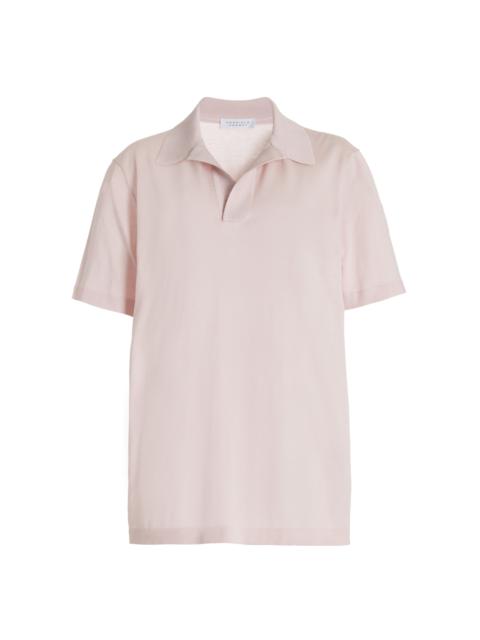 GABRIELA HEARST Stendhal Knit Short Sleeve Polo in Blush Cashmere