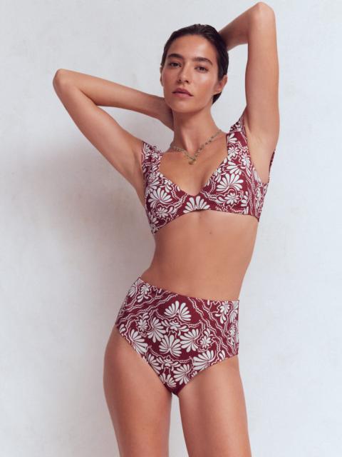 BODEN High Waisted Bikini Bottoms-Maroon, Botanical Charm