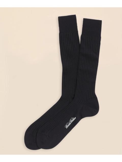 Brooks Brothers Merino Wool Ribbed Crew Socks