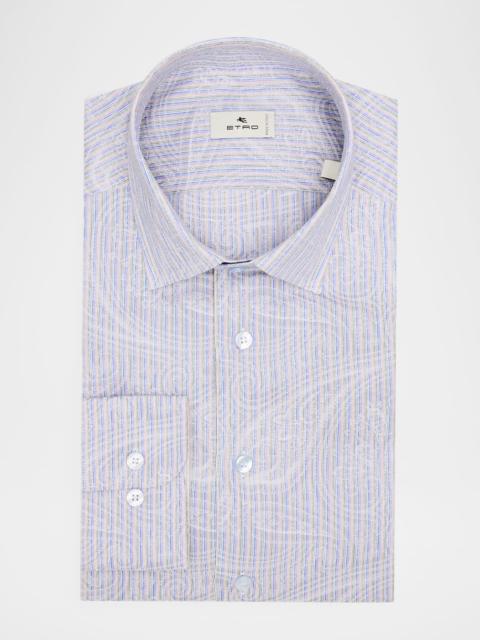 Etro Men's Roma Stripe and Paisley Cotton Jacquard Shirt