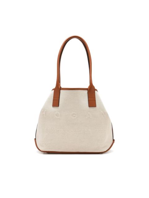 HOGAN embossed-logo canvas tote bag