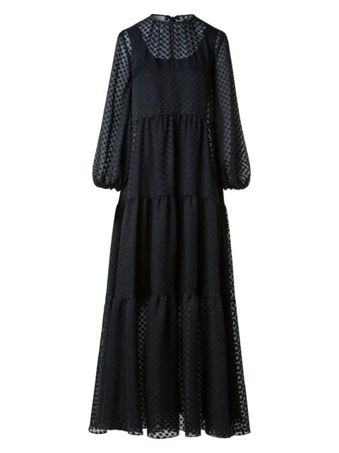 AKRIS Women's Dot Devoré Boho A-line Maxi Dress - Black