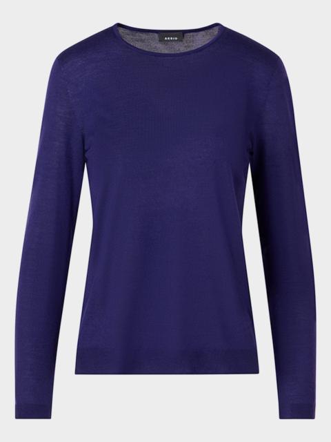 AKRIS Cashmere-Silk Fine Gauge Knit Sweater