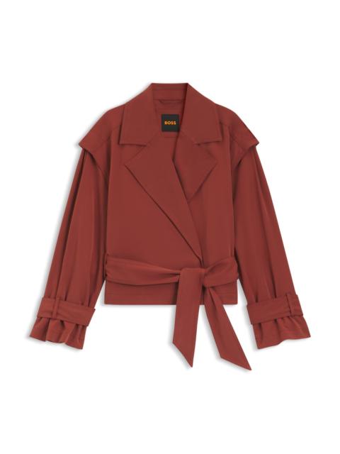 BOSS CROPPED TRENCH JACKET WITH BELT