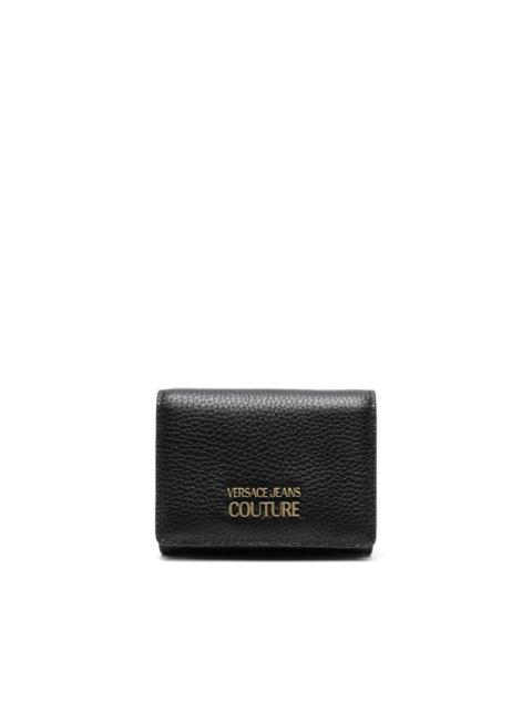logo-plaque grained leather wallet