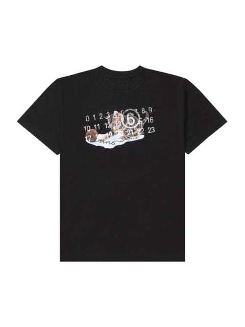 MM6 Maison Margiela Logo And Cat Print T-Shirt 'Black'