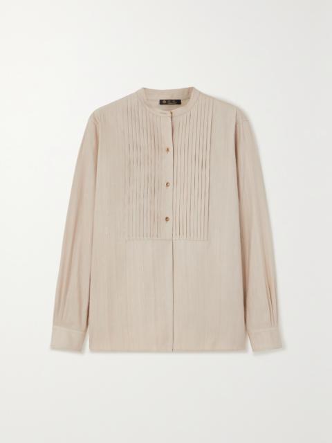 Loro Piana Jalia Pintucked Crinkled-silk Blouse