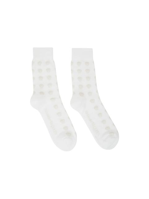White & Off-White Skull Sport Short Socks
