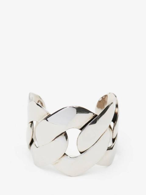 Alexander McQueen Women's Chain Cuff in Antique Silver