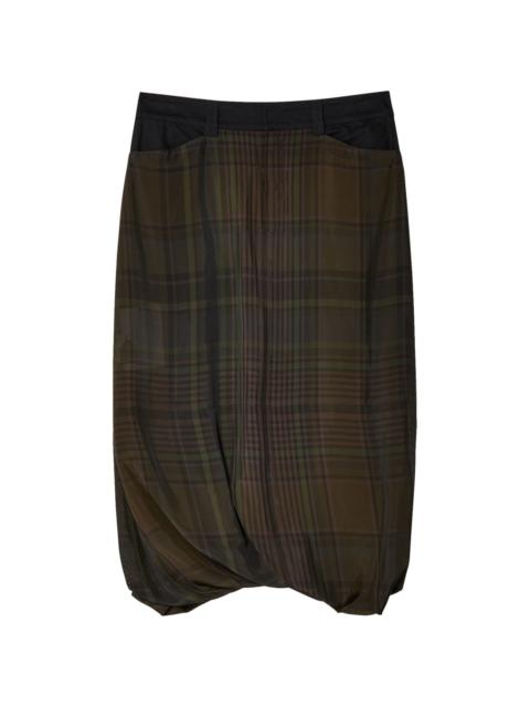 Lemaire checked twisted-hem skirt