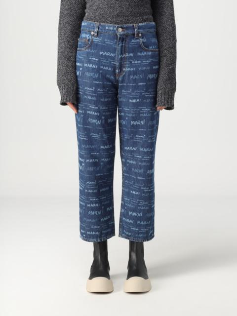 Marni denim jeans with all-over logo