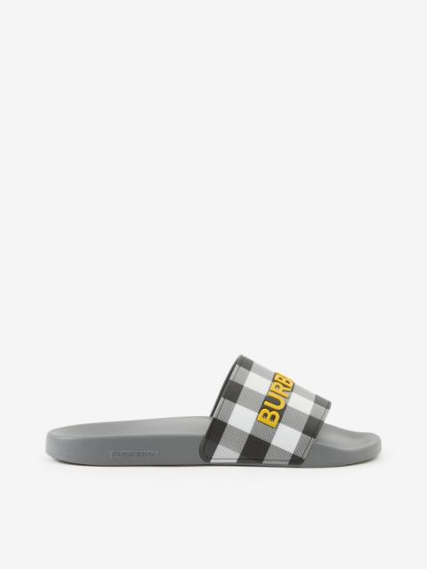 Burberry Logo Detail Check Slides