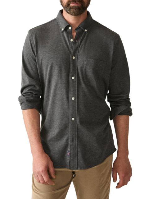 FAHERTY Men's Coastline Knit Button-Down Shirt - Charcoal Heather Twill