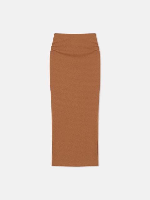 Ruched Mesh-Jersey Midi Skirt