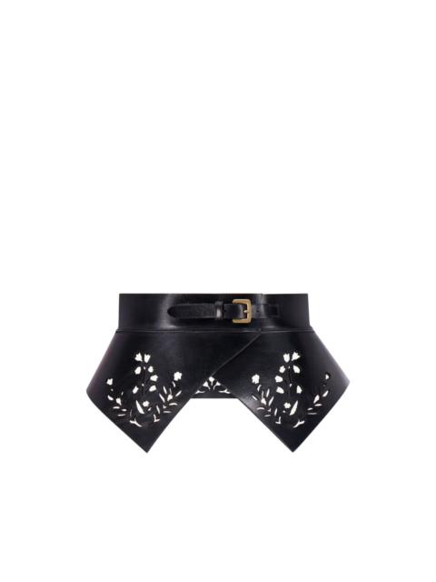 LELA ROSE floral lasercut leather belt