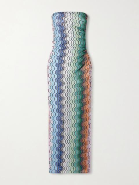 Missoni Strapless Striped Metallic Crochet-knit Coverup